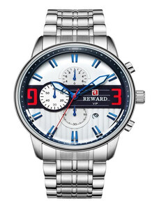Мъжки часовник Reward CS1244, неръждаема стомана, сребрист, бял циферблат