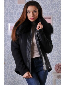 Addict Boutique Късо палто от кашмир с яка от еко-косъм Paris black - 4XL