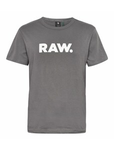G-Star RAW Тениска 'Holorn' тъмносиво / бяло