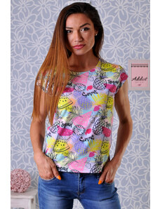 Addict Boutique Лятна тениска с принт тропически плодове - XL