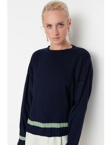 Пуловер Trendyol - Тъмно син - Овърсайз