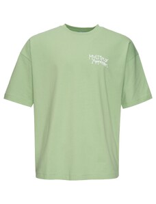 Multiply Apparel Тениска 'Banderole' пастелно зелено / черно / бяло