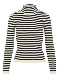PIECES Пуловер 'Crista' черно / бяло