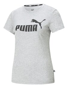 PUMA Функционална тениска 'Essential Logo Tee' сив меланж / черно