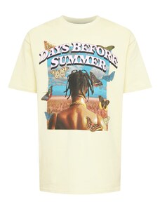 MT Upscale Тениска 'Days Before Summer' светлосиньо / кафяво / пастелно жълто / бяло