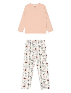 JACKY Комплект пижама праскова / черно / бяло