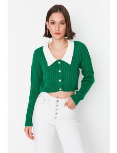 Trendyol зелен супер реколта кадифе пуловер жилетка