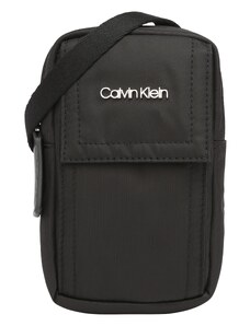 Calvin Klein Чанта за през рамо тип преметка черно / сребърно