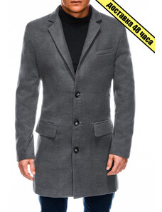 Ombre Мъжко палто C432 - тъмно сиво