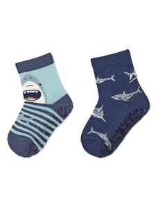 Sterntaler Детски чорапи със силиконова подметка с акули- 2 чифта