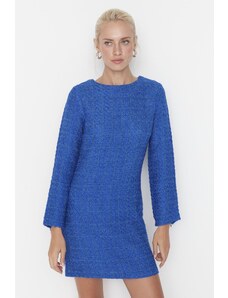 Trendyol Blue Tweed тъкани тъкани рокля