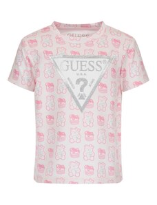 GUESS Тениска сребърно сиво / розово / розе / бяло