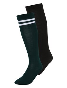 Urban Classics Чорапи до коляното тъмнозелено / черно / бяло