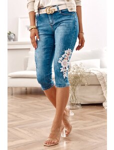 FASARDI Short denim trousers with lace