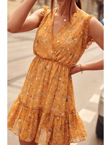 FASARDI Delicate mustard dress with flowers