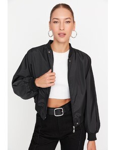 Trendyol черен извънгабаритни Shirring подробни водоустойчив бомбардировач яке палто