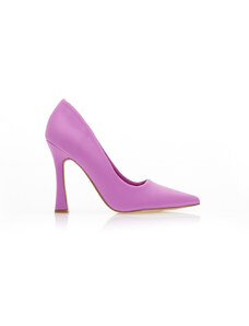 Tsoukalas Обувки на ток в лилав цват, от текстил, с остър връх, със специален тип ток