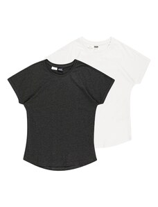 Urban Classics Тениска антрацитно черно / бяло