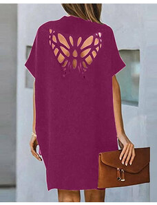 Creative Дамска рокля в лилаво с ефектен гръб - код 37533