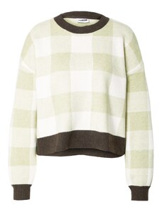 Noisy may Пуловер 'Becca' тъмнокафяво / сиво / светлозелено / бяло