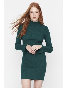 Trendyol изумрудено зелено Midi пуловер основна стойка яка рокля