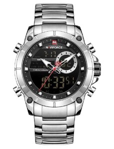 Мъжки часовник NaviForce Iridal, Неръждаема стомана, Хронограф, Сребрист