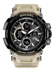 Curren Спортен мъжки часовник Smael Strong, Хронограф, LED Подсветка, Двойно време, Бежов/Черен