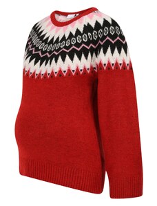 MAMALICIOUS Пуловер 'Eli' бледорозово / ярко червено / черно / бяло