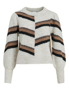 VILA Пуловер 'Brielle' мока / сиво / черно