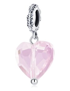 EdenBoutique Сребърен талисман розово полупрозрачно сърце