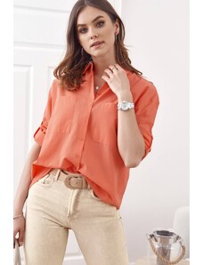 FASARDI Airy shirt with longer back, coral