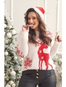 FASARDI Charming Christmas sweater with ecru reindeer
