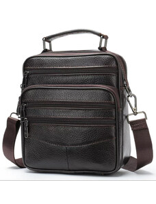 OEM Мъжка чанта за рамо Elio GT1817, естествена кожа, тъмнокафява