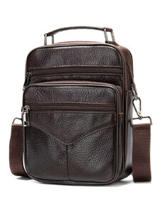 OEM Мъжка чанта за рамо Eliam GT1813, естествена кожа, тъмнокафява
