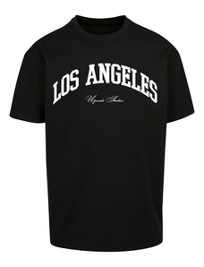 MT Upscale Тениска 'L.A. College' черно / бяло