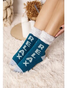 Comfort Дамски поларени чорапи с лого Relax - Петролено зелено