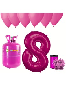 HeliumKing Хелиев парти комплект за 8-ри рожден ден с розови балони