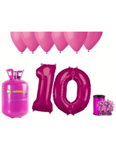 HeliumKing Хелиев парти комплект за 10-ри рожден ден с розови балони
