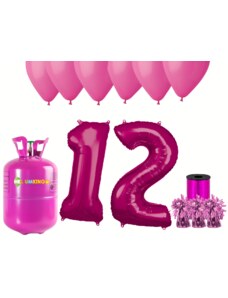 HeliumKing Хелиев парти комплект за 12-ри рожден ден с розови балони