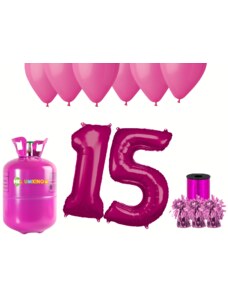HeliumKing Хелиев парти комплект за 15-ри рожден ден с розови балони