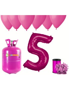 HeliumKing Хелиев парти комплект за 5-ри рожден ден с розови балони