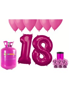 HeliumKing Хелиев парти комплект за 18-ри рожден ден с розови балони