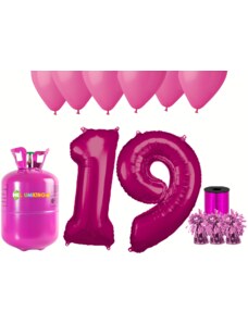 HeliumKing Хелиев парти комплект за 19-ри рожден ден с розови балони
