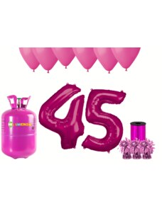 HeliumKing Хелиев парти комплект за 45-ри рожден ден с розови балони