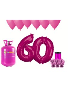 HeliumKing Хелиев парти комплект за 60-ри рожден ден с розови балони