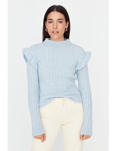 Trendyol светло синьо трикотажни подробни трикотаж пуловер