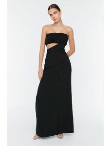 Trendyol Модерна черна яка Подробна вечерна рокля