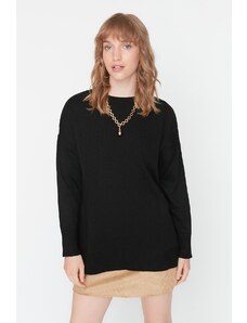Trendyol черен екстра широк годни основни трикотаж пуловер