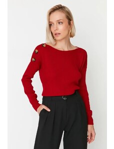 Trendyol червен бутон подробни трикотаж пуловер