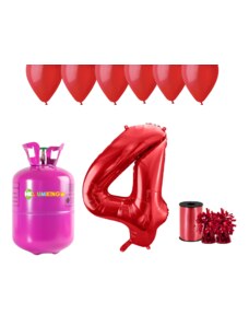 HeliumKing Хелиев парти комплект за 4-ви рожден ден с червени балони